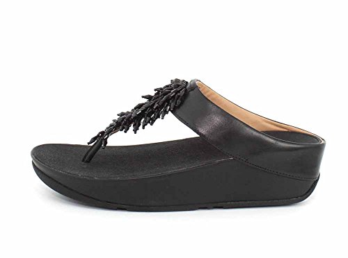 Fit Flop Rumba Toe-Thong, Sandalias de Punta Descubierta para Mujer, Negro (Black 001), 41 EU