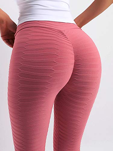 FITTOO Leggings Push Up Mujer Mallas Pantalones Deportivos Alta Cintura Elásticos Yoga Fitness #2 Rosa Chica