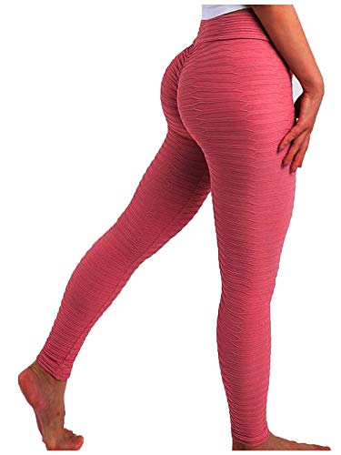 FITTOO Leggings Push Up Mujer Mallas Pantalones Deportivos Alta Cintura Elásticos Yoga Fitness #2 Rosa Chica