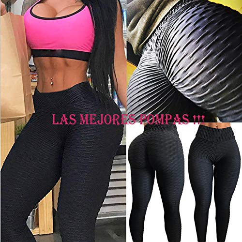 FITTOO Leggings Push Up Mujer Mallas Pantalones Deportivos Alta Cintura Elásticos Yoga Fitness Negro M