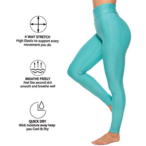 FITTOO Mallas Leggings Mujer Pantalones Deportivos oga Alta Cintura Elásticos Transpirables Azul L