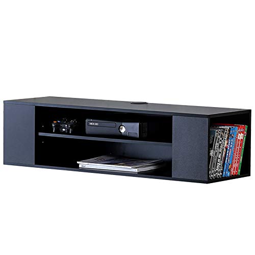 FITUEYES Madera Grano Mesa Flotante para TV Mueble para TV en la Pared Color Negro DS210002WB