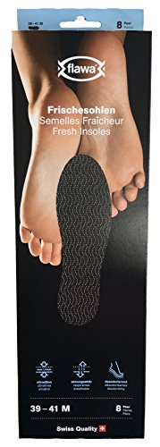 FLAWA FRESH - Plantillas ultra-finas y refrescantes - 8 pares (S (36/38), Negro)