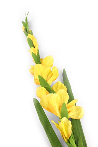 Floral Elegance F075YL Vástago Artificial, gladiolo, 118 cm, Amarillo, 120x12x12 cm