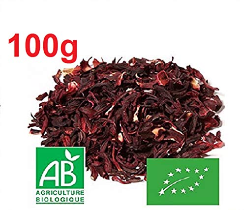 Flores Secas Orgánicas de Hibisco, Sin Cortar | Bissap Karkade Bio - Origen Senegal - 100g o 200g o 300g - (100g)