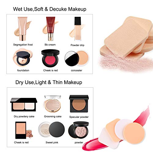 Fodlon Esponjas para Maquillaje, Conjunto de 20 Paquetes Esponja de Pintura Facial Esponja de Maquillaje Esponja Espuma Unisex de Adultos Uso Dual Seco y Húmedo Redondo y Rectángulo