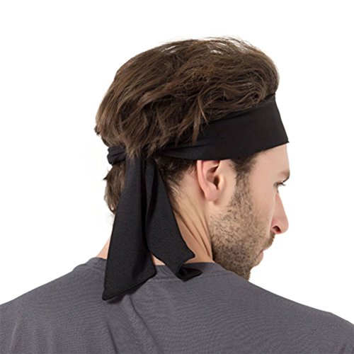 Frcolor Head Tie Sports Headband Tie Headband para las mujeres y los hombres Sweatband Head Ties Ideal para Running Running Tenis Karate Athletics (Black)