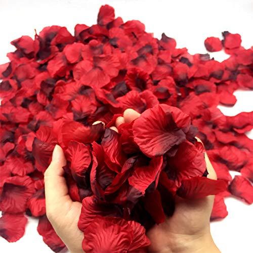 FUJIE 1200 Pcs Pétalos de Rosa Petalos Artificiales Confeti de Rosas Artificiales de Seda Roja para Bodas, Fiestas, día de San Valentín y Ambiente Romántico