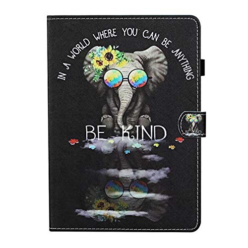 Funda Tablet para Kindle Fire HD10 2015/2017/2019 Carcasa con Soporte Función Diseño PU Cuero Protección Wallet Case Cuero con Auto-Sueño/Estela Ranura Cover para Kindle Fire HD10 ,Gafas de elefante