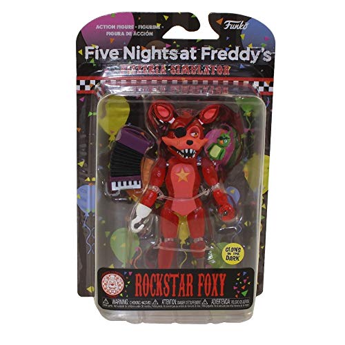 Funko- Action Figure: Friday Night at Freddy'S Pizza Sim-Rockstar Foxy-Glow in The Dark Translucent Collectible Toy, Multicolor (45638)