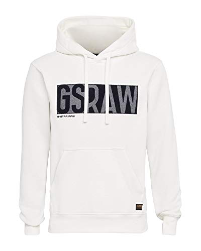 G-STAR RAW Applique Logo Hooded Sudadera con Capucha, Leche A971-111, Small para Hombre