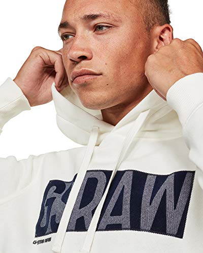 G-STAR RAW Applique Logo Hooded Sudadera con Capucha, Leche A971-111, Small para Hombre