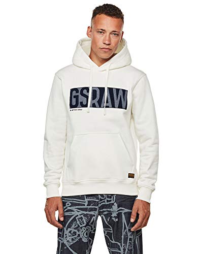 G-STAR RAW Applique Logo Hooded Sudadera con Capucha, Leche A971-111, Small para Hombre