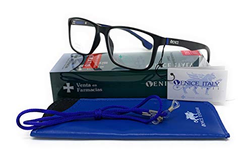 Gafas de lectura, presbicia, vista cansada, Diseño en Colores: Amarillo, Azul y Rojo. VENICE Race - Dioptrías: 1 a 3,5 (Azul, 3,00)