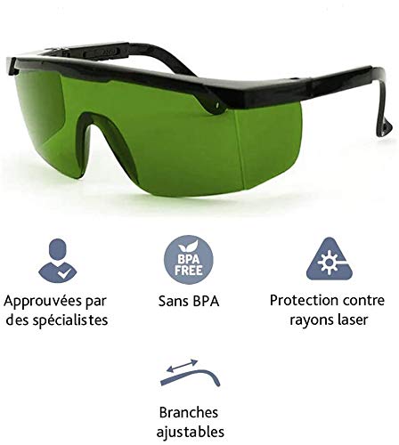 Gafas de Protección Gafas Protectoras para Depilación HPL/IPL Gafas para Dispositivo de Depilación HPL/IPL Sistema de Depilación Permanente Gafas para Cuerpo Cara y Zona Bikini(Verde oscuro)