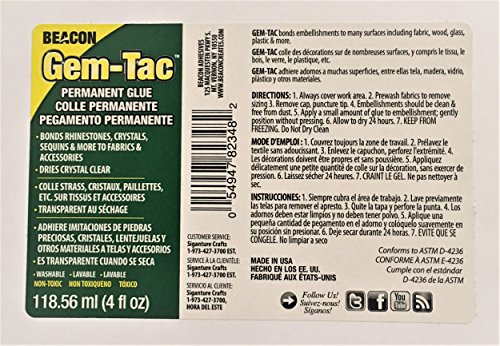 Gem-Tac 118 ml, Pegamento glutinoso para Gemas, Botella Media, Transparente al secarse