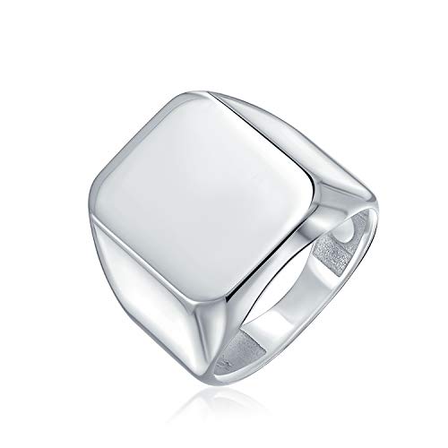 Geométrico personalizar grabado simple rectángulo inicial monograma anillo de sello para hombres 925 brillante plata de ley