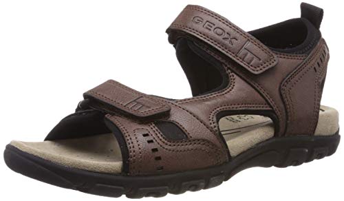 Geox UOMO Sandal Strada A, Sandalias con Punta Abierta para Hombre, Brown (Coffee C6009), 41 EU