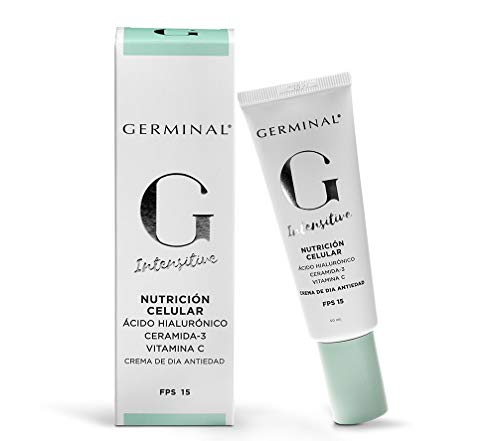 Germinal Intensitive Nutrición Celular- Crema Facial con Ácido Hialurónico en Nanosomas y Vitamina C Encapsulada con Efecto Nutritivo, Antiedad y FPS 15-50ml