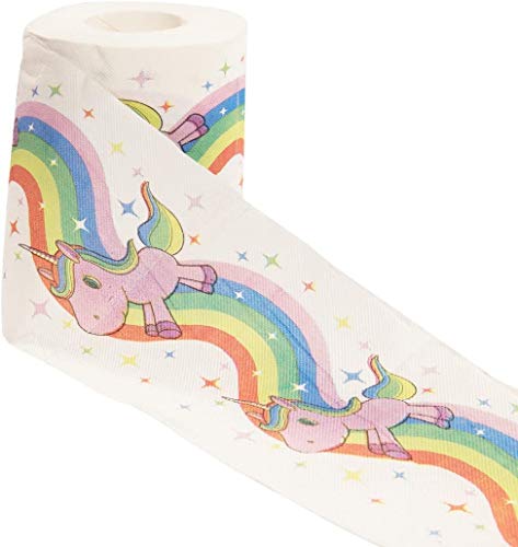getDigital Papel higiénico unicornio y arcoíris - 1 rollo con 200 hojas - Caja de regalo incluida - 3 capas