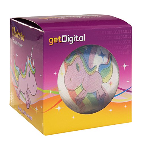 getDigital Papel higiénico unicornio y arcoíris - 1 rollo con 200 hojas - Caja de regalo incluida - 3 capas