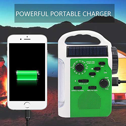 GIKIO Generador De Manivela Solar para Exteriores, Radio De Emergencia 7 En 1, Tarjeta Am/FM/Bluetooth/TF/Luz De Lectura/Luz Led/Energía Móvil De 2000 Mah