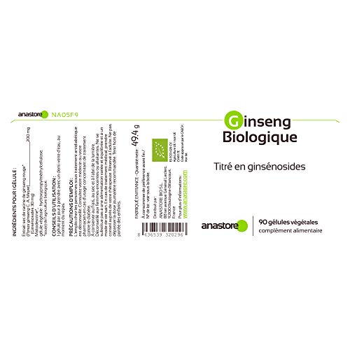 GINSENG ECOLÓGICO * 200 mg / 90 cápsulas * Extracto concentrado de raíz de ginseng rojo coreano (Panax ginseng) * Titulado al 15% en ginsenósidos totales * Energia, Equilibrio emocional, Vitalidad