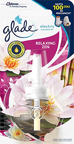 Glade Recambio para Ambientador Eléctrico Líquido con Aceites Esenciales, Aroma Relax Zen, Hasta 100 Días, Pack de 6, Pack de 6