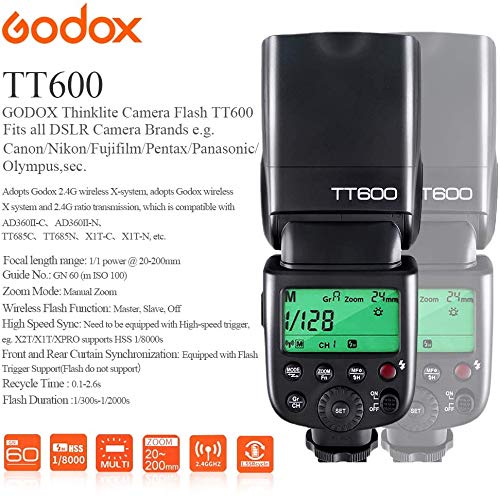 Godox ThinkLite TT600 2.4G Inalámbrico Flash Speedlite Maestro / Esclavo Flash con Construido-en Disparo Sistema para Canon Nikon Pentax Olympus Fujifilm Panasonic (TT600)