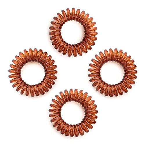 Goma de pelo (espiral de plástico), cable de teléfono, elásticos, adornos para el pelo Set de 4 de color marrón del marca MyBeautyworld24