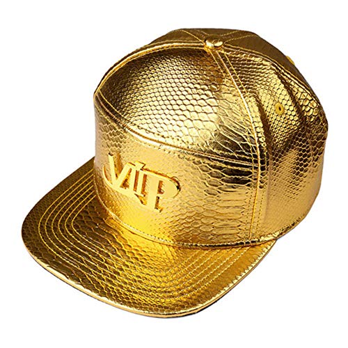 Gorra de Beisbol Sombrero Cap Hombres Mujeres Rock   PU Cuero VIP Logo Gorras De Béisbol Golden Grain DJ Rap Hip Hop Sombreros Night Bar Club Regalos Snapback