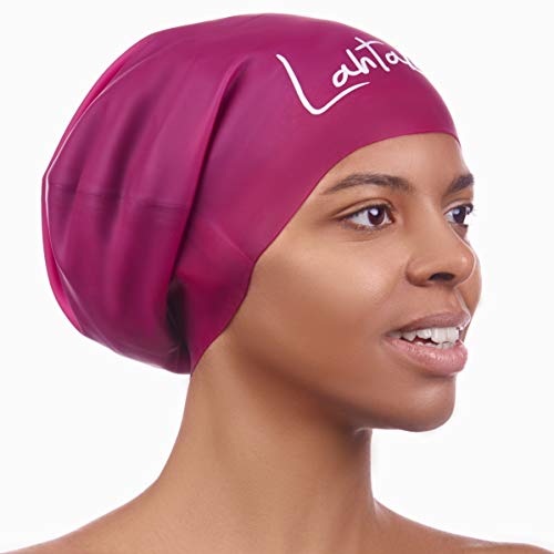 Gorro Piscina - Gorro Natación Mujer y Hombre - Gorro Natación Pelo Largo y Dreadlocks - Gorro de Baño Silicona Extra Grande XL y L - Gorros de Piscina Impermeables Adultos (Vino Windsor XL)