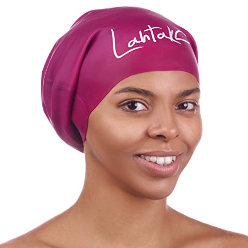 Gorro Piscina - Gorro Natación Mujer y Hombre - Gorro Natación Pelo Largo y Dreadlocks - Gorro de Baño Silicona Extra Grande XL y L - Gorros de Piscina Impermeables Adultos (Vino Windsor XL)