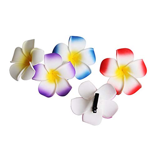 gotyou Hawaianas Guirnalda Flores Collares,Summer Flor Lei Garland de Seda Coloridos,Playa Tema Fiesta Tropicales Dress Decoraciones(12 Piezas Guirnalda,12 Piezas Flor del Plumeria)