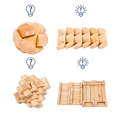 Gracelaza 9 Piezas Juguetes Rompecabezas de Madera Caja Set - IQ Juguete Educativo - 3D Brain Teaser Puzzle de Madera - Juego Niños y Adolescentes