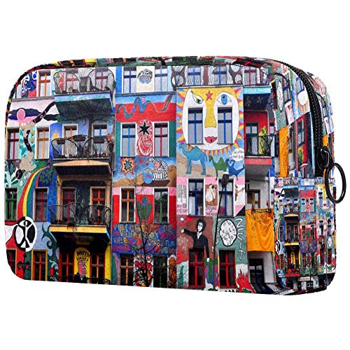 Graffiti House In Easten Berlin - Bolsa de maquillaje para viaje portátil para niñas, mujeres