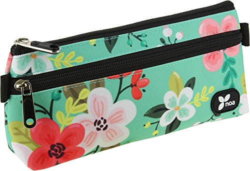 Grafoplás 37540715－Estuche portatodo de flores con bolsillo en el frente diseño Noa