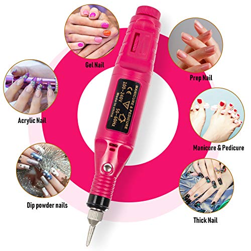 Grandma Shark Máquina de uñas eléctrica profesional, juego de manicura (15000 RPM) Rose Red