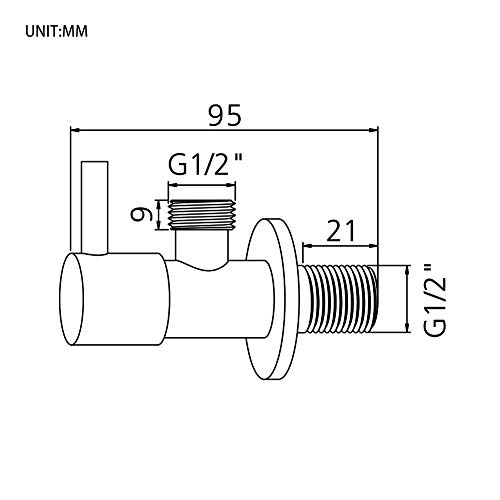 GRIFEMA - Llave de Escuadra con Palanca, 1/2" x 1/2", escuadras de ángulo, Crome