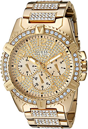 GUESS Men's Stainless Steel Multifunction Crystal Accented Watch, Color: Gold-Tone (Model: U0799G2)