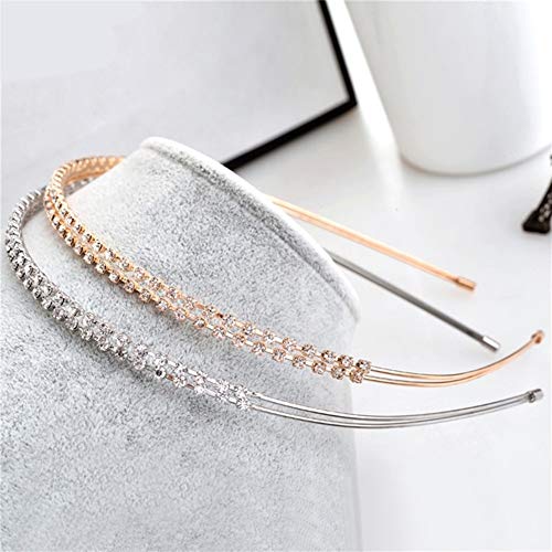 GUI Diademas Cristalino de la Manera 1PC Rhinestone de Venda de la Plata del Oro del Color Hairbands Mujeres Mujer Dulce Celada aro del Pelo Accesorios del Pelo (Color : Rose Gold)