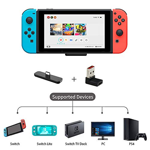 GULIkit Route Air Adaptador Bluetooth para Nintendo Switch/Switch Lite PS4 PC, Transmisor Bluetooth Audio con aptX de Baja Latencia Compatible con Airpods Bose Sony y Auriculares Bluetooth - Negro