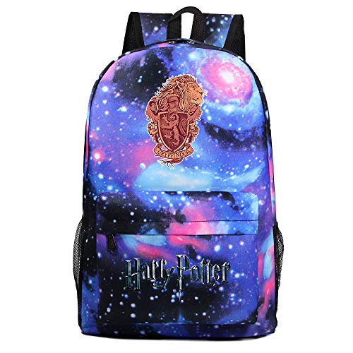 GXB Mochila para Adolescentes Niños Niñas Moda Casual Viajes Ciclismo Senderismo Mochila de Lona Bolsa para Laptop Mochila Escolar Hogwarts Gryffindor Lion College L Estilo Galaxia Azul 18