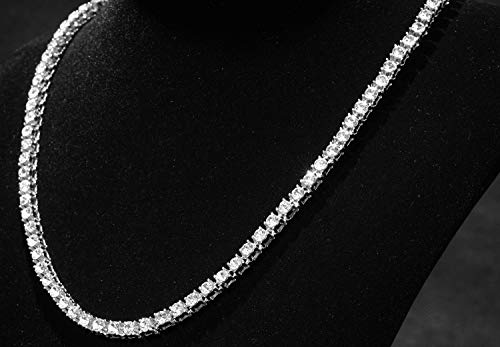 Halukakah Gold Chain for Men Iced out,5.5MM Men's Tennis Chain Platinum White Gold Finish Choker Necklace 50cm,Lab Diamond Prong Set,Gift for Him