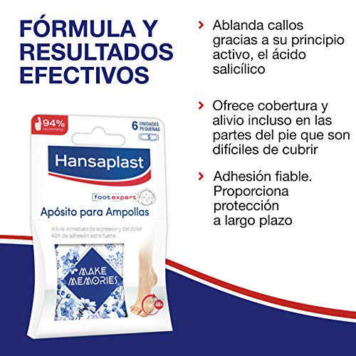 Hansaplast Apósito para ampollas pequeño, apósito transparente para un alivio instantáneo del dolor, apósitos adhesivos para los dedos de los pies, 1 x 6 unidades