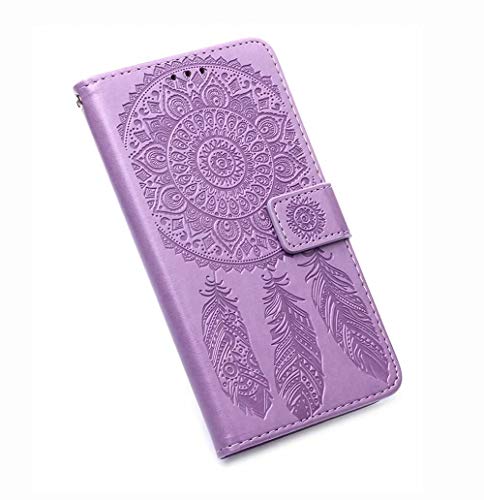 HAOTIAN Funda para Samsung Galaxy Note 20 Ultra 5G, [Flor Tallada Romántica Lujosa] Funda con Solapa Estuche de Cuero Carcasa a Prueba de Golpes con Portatarjetas/Botón Magnético/Soporte, Púrpura