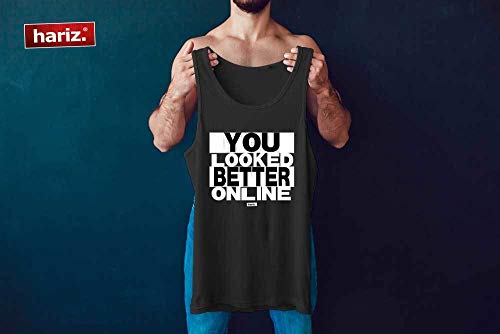 Hariz - Camiseta sin mangas para hombre, diseño con texto en inglés "You Looked Better online" Color azul. XL