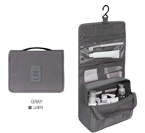 Haute qualité femmes hommes suspendus sacs à cosmétiques étanche grand voyage beauté sac cosmétique hygiène personnelle sac organisateur-gris