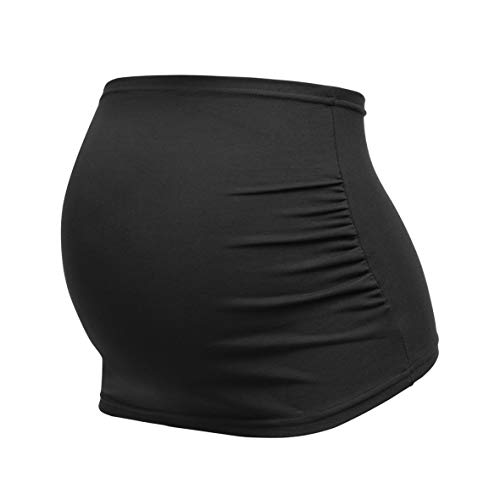 Herzmutter Banda de Vientre para Mujeres Embarazadas - Conjunto de 2 - Bandas de Maternidad del Vientre - Fajas-Extensión de la Camisa para el Embarazo - Unicolor-Rayado - 6000 (XL, Negro/Azul)