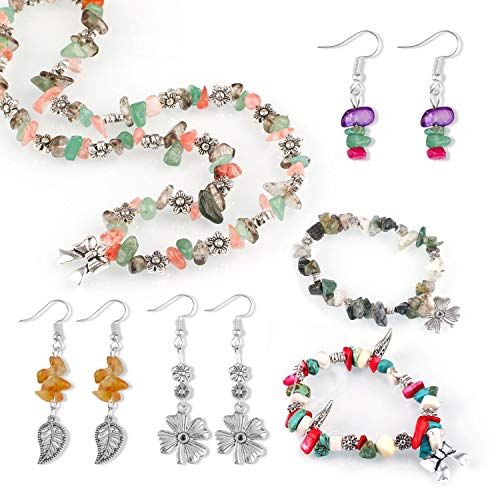 HIFOT manualidades adultos Kits abalorios para hacer bisutería pendientes collares pulseras set, Cuentas piedra Dijes Joyas DIY Joyería Bricolaje para Mujeres Niñas